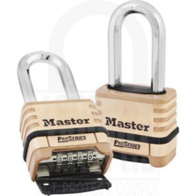 Masterlock Brass Pro Series Resettable Combination Padlock Long Shackle Masterlock Brass Pro Series Resettable Combination Padlock Long Shackle